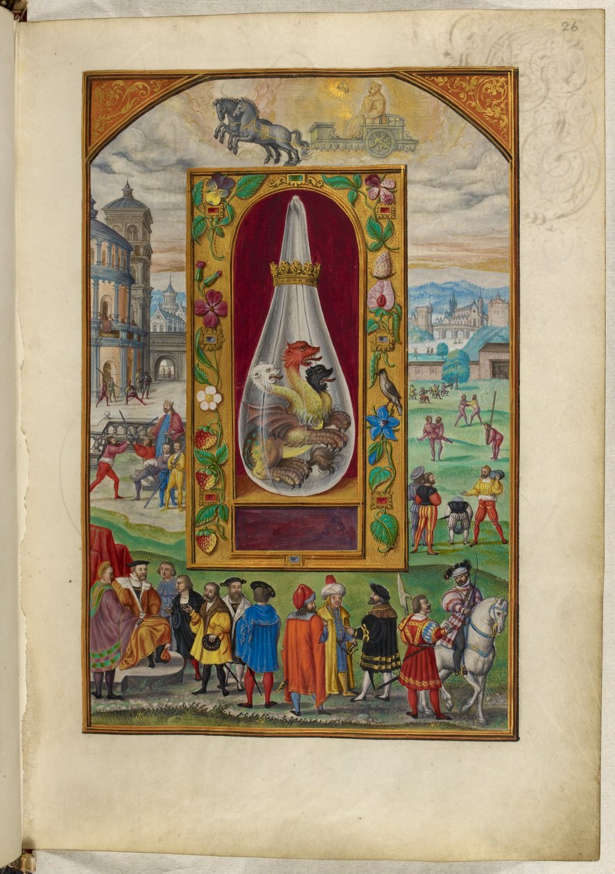 Paní Harley 3469, f.26 Tříhlavý drak v baňce, Čtvrté pojednání, z 