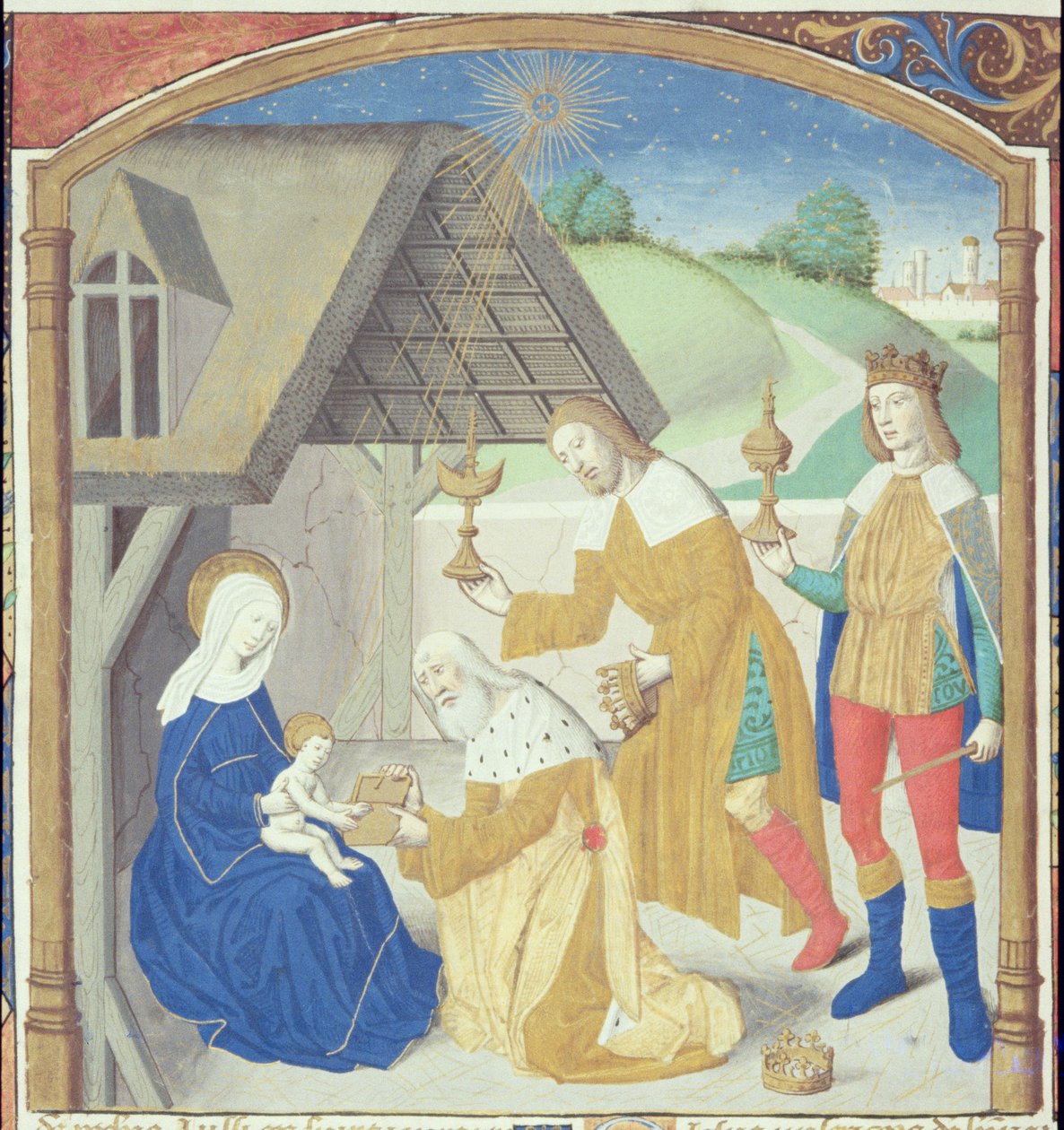 Paní Hunter 36 f.44r Narození Páně, od Vita Christi, od Ludolfa Saského, kolem 1300-7778 od German School