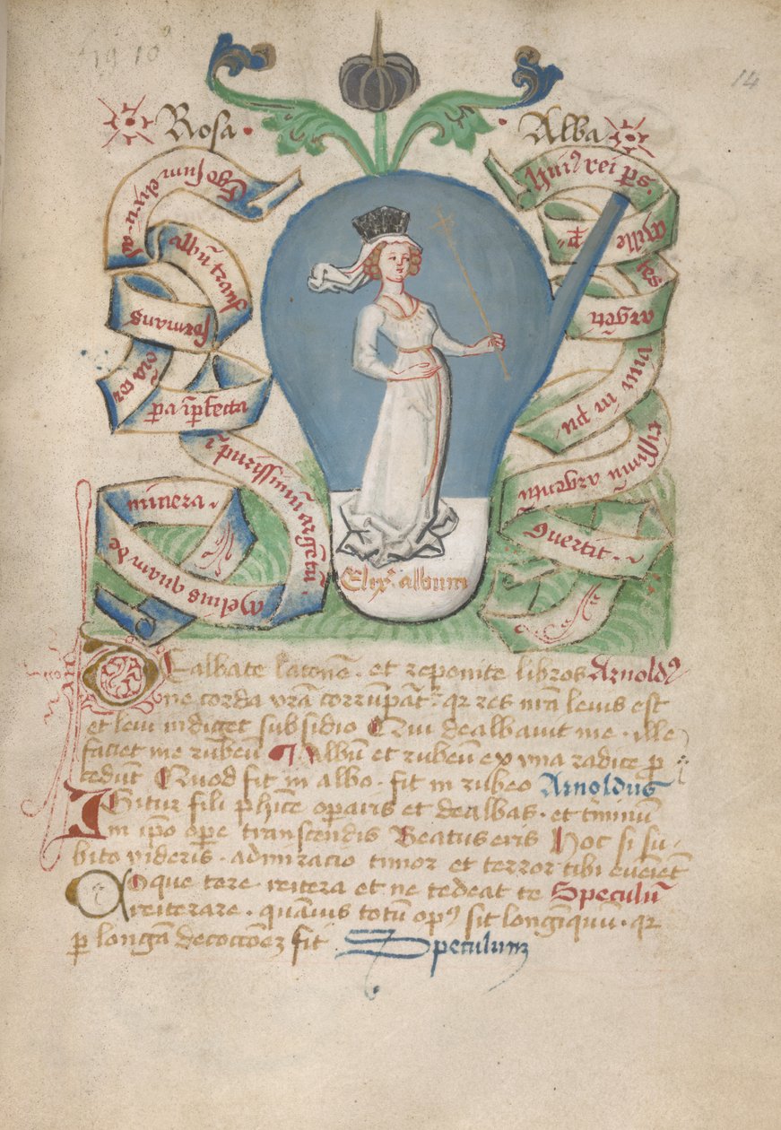 Paní Sloane 2560, f.14 z Alchymistických pojednání, konec 15. století (vellum) od German School