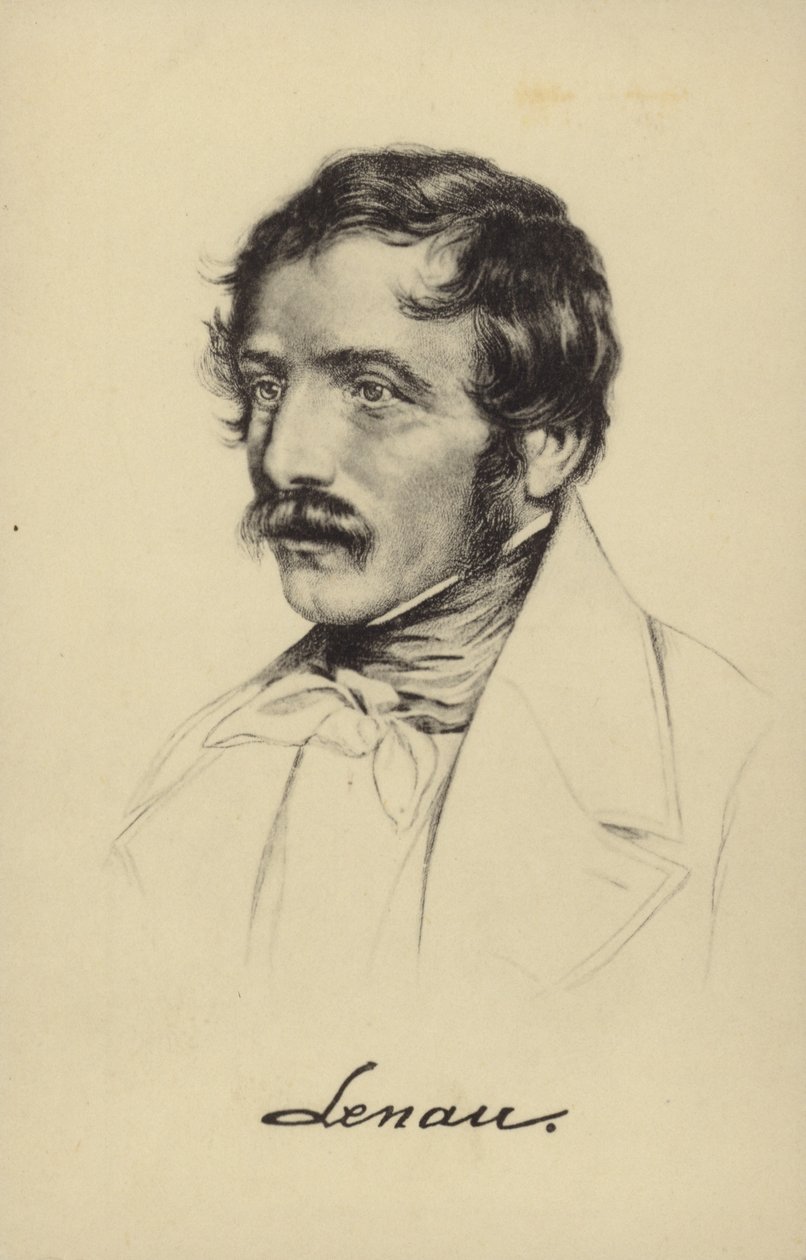 Nikolaus Lenau (1802-1850), rakouský básník (litografie) od German School
