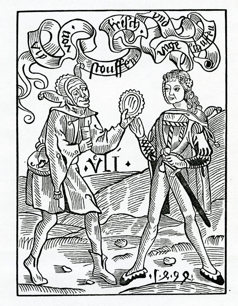 Z nové módy a převlečených oděvů, ilustrace z anglického překladu Alexandra Barclaye „The Ship of Fools“, z vydání vydaného v roce 1874 od German School