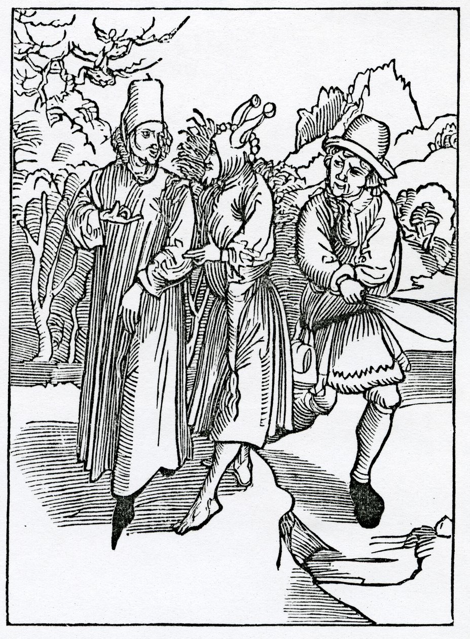 O hlasu nevlídnosti a hlouposti, který následuje, ilustrace z anglického překladu Alexandra Barclaye „The Ship of Fools“, z vydání vydaného v roce 1874 od German School
