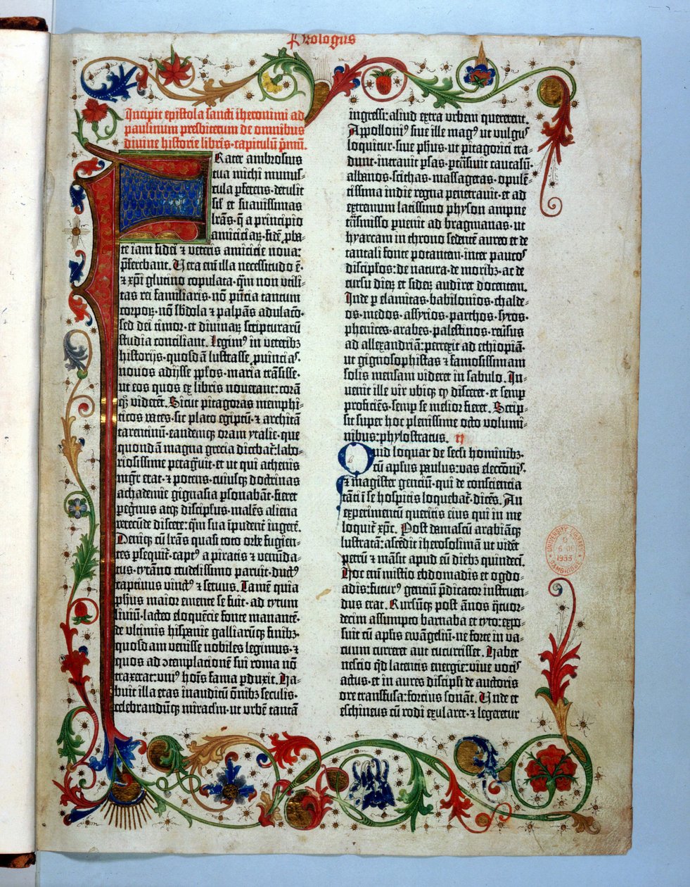 Stránka z Gutenbergovy bible, Mainz, kolem roku 1455 od German School