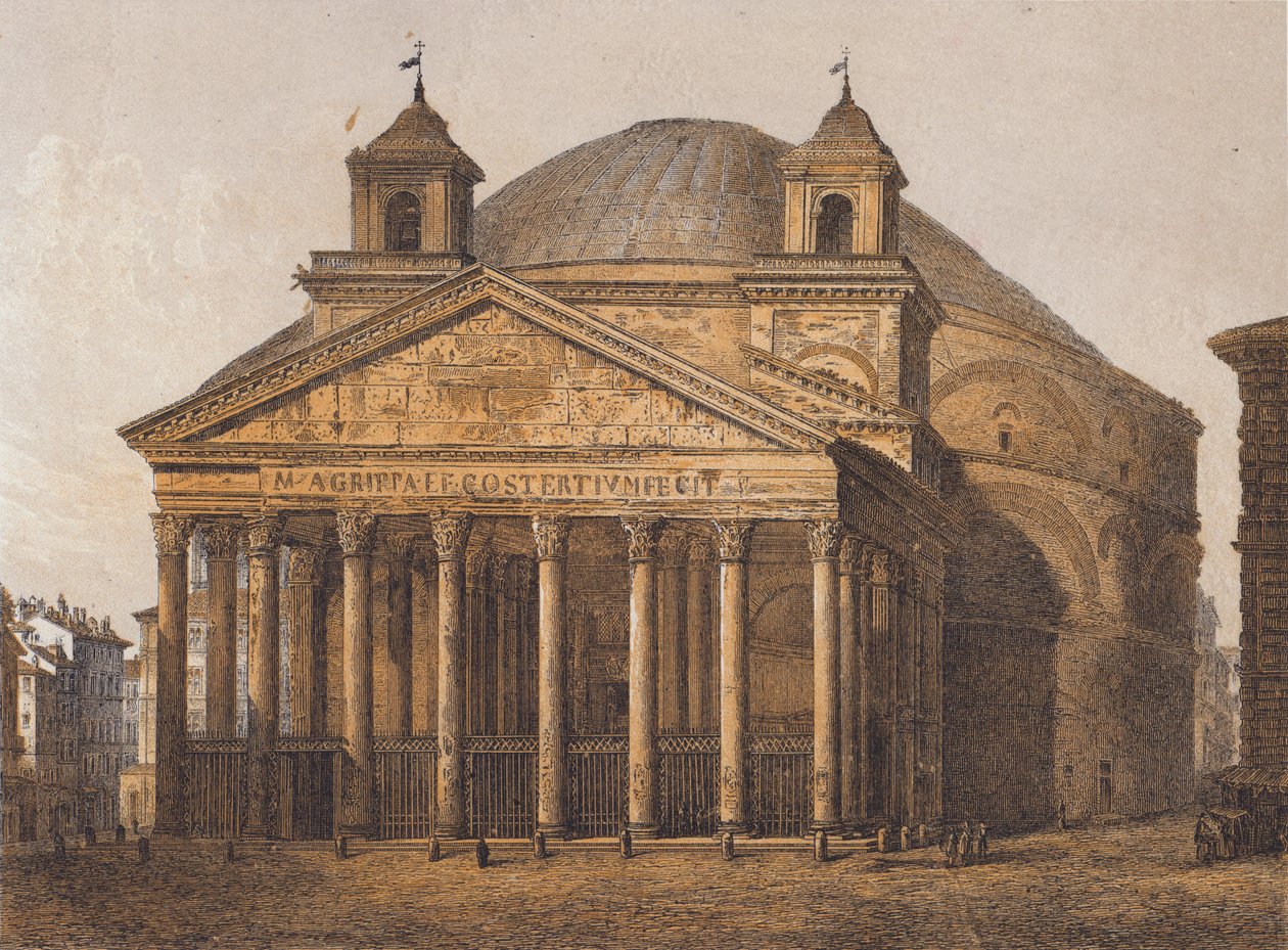 Pantheon, Řím (barevná litografie) od German School