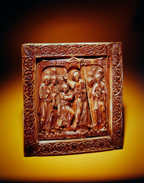 Plaque with Doubting Thomas, c.1140-60 (mroží slonovina) od German School