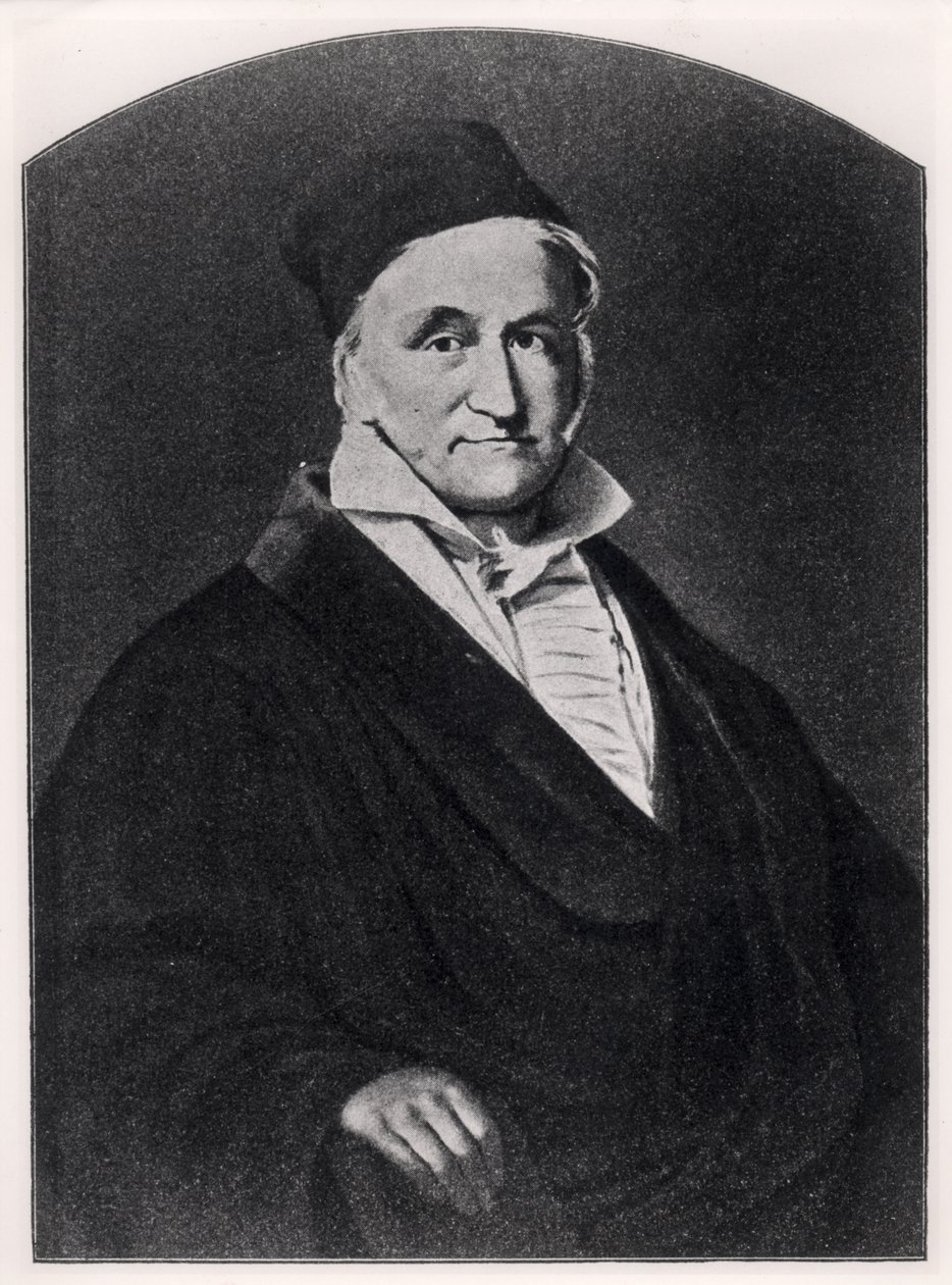 Portrét Carla Friedricha Gausse (1777-1855) z knihy Handbuch der Vermessungskunde vydané nakladatelstvím Metzler ve Stuttgartu v roce 1895. od German School