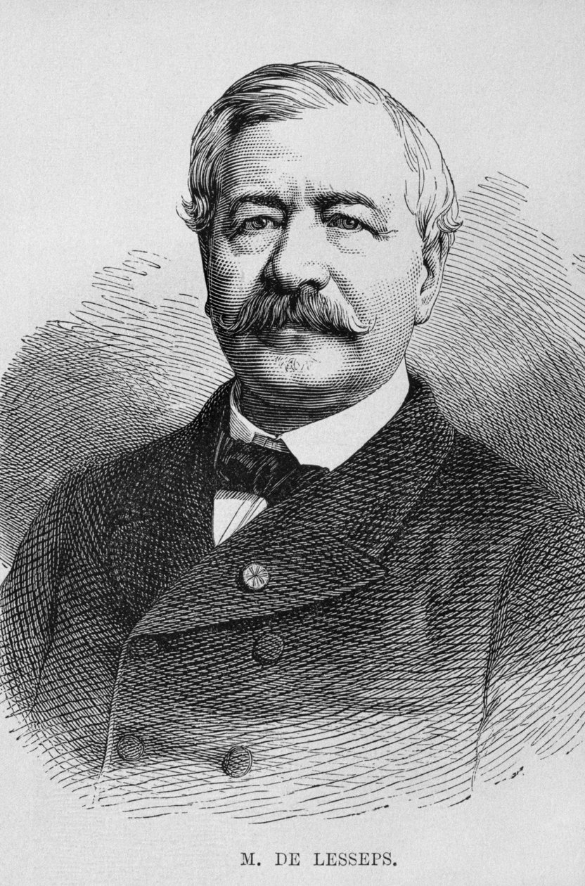 Portrét Ferdinanda Marie de Lesseps (1805-94), z LEgypta Georga Moritze Eberse (1837-98), 1881 (č. rytina) od German School