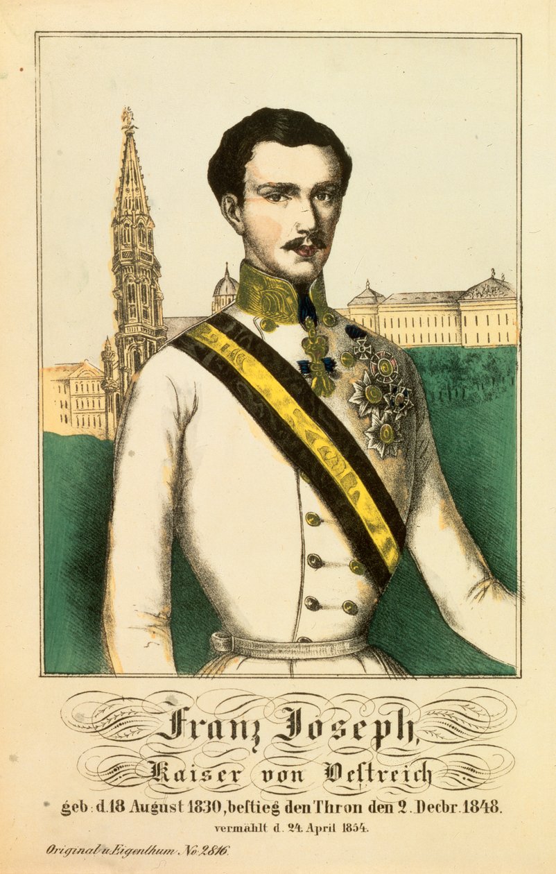 Portrét rakouského císaře Františka Josefa I. z Neuruppiner Bilderbogen, 1854 od German School