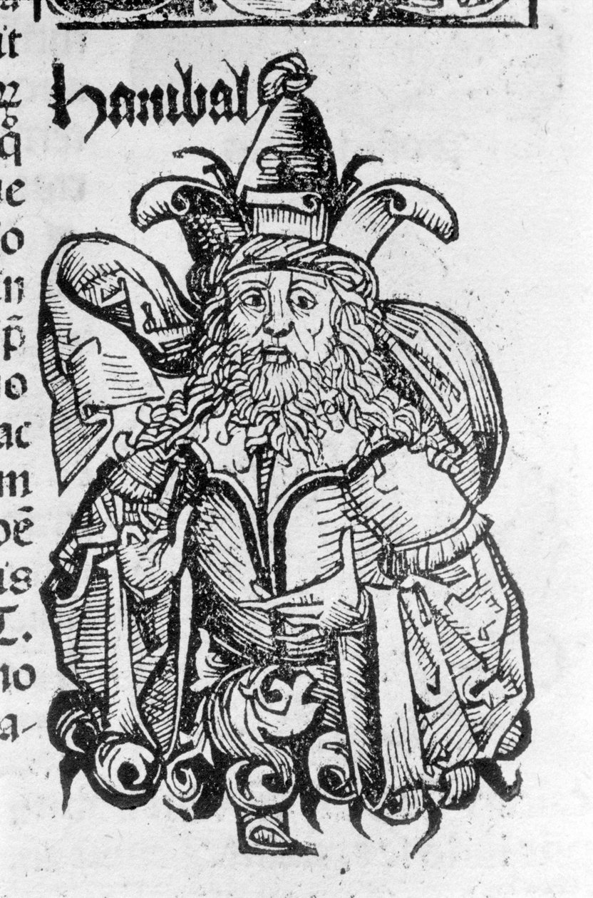 Portrét Hannibala nebo Annibala (247 př.nl - 183 př.nl), kartáginského generála a státníka - v Liber chronicarum od Hartmanna Schedela, Norimberk 1497. od German School