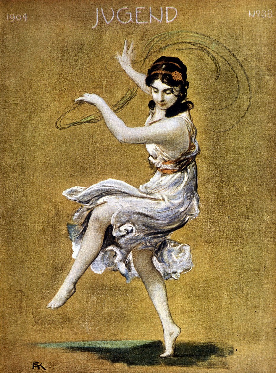 Portrét tančící Isadory Duncanové (americká tanečnice irského původu od German School