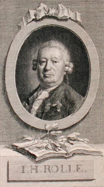 Portrét Johanna Heinricha Rollea (1716-85) vyrytý gejzírem (rytina) od German School