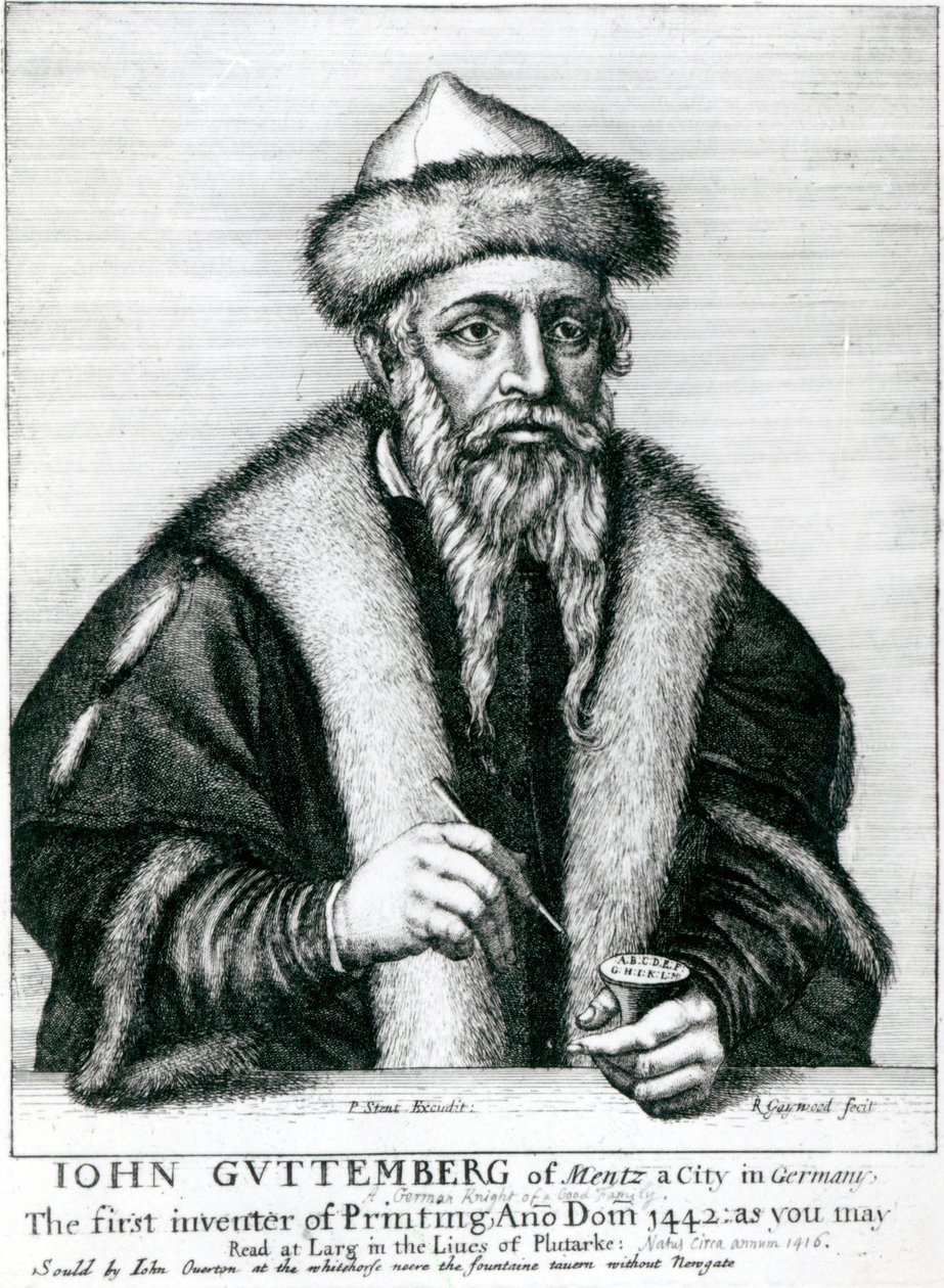 Portrét Johannese Gutenberga od German School