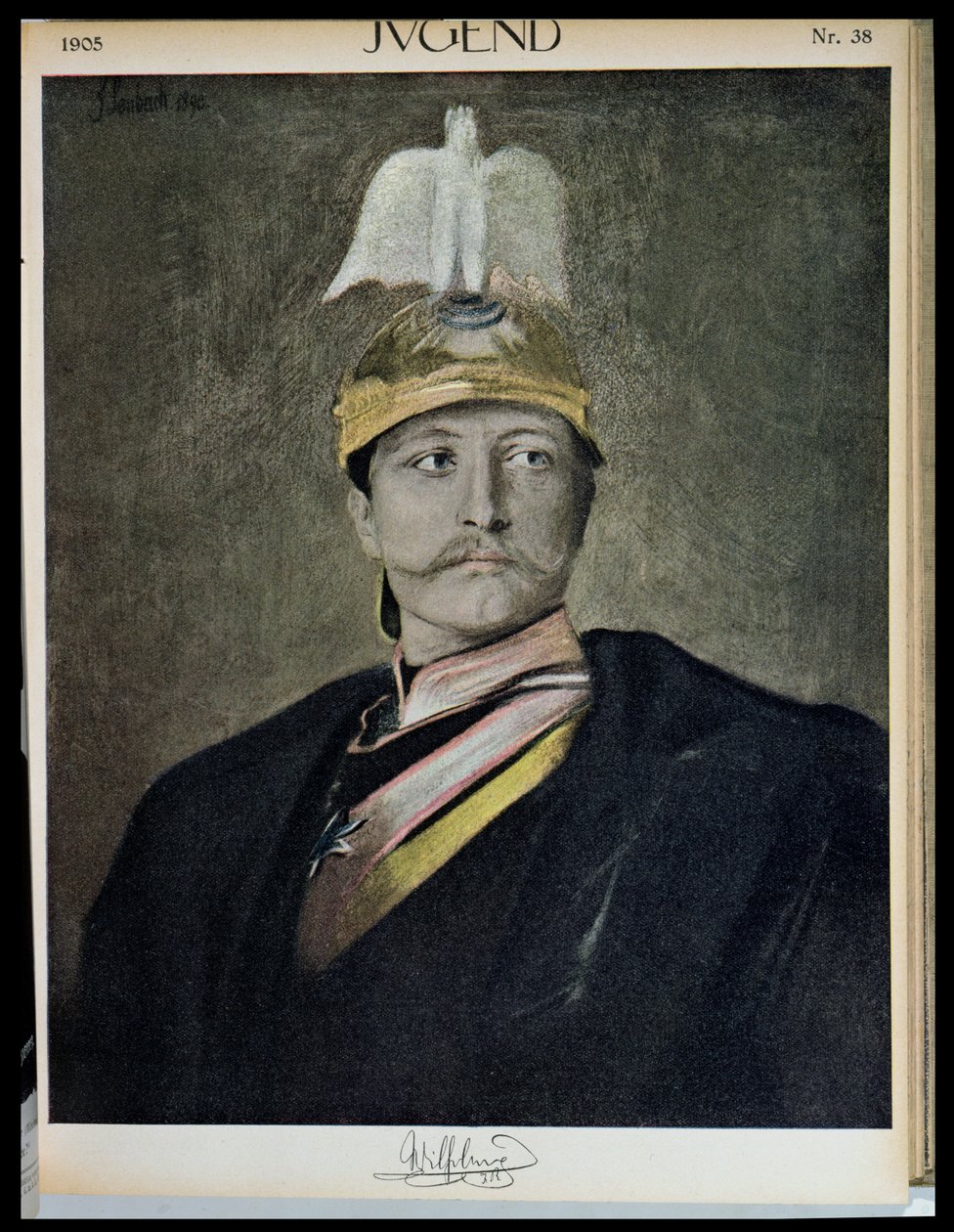 Portrét císaře Viléma II (1859-1941) z Jugend, 1905 od German School