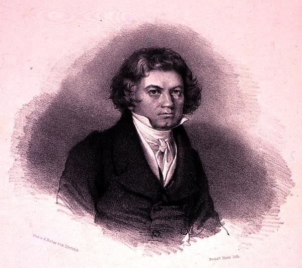 Portrét Ludwiga van Beethovena (1770-1827) vyrytý Faustinem Herrem (litho) od German School