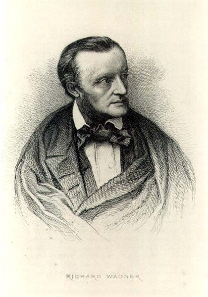 Portrét Richarda Wagnera (1813-83) německý skladatel (rytina) (čb foto) od German School