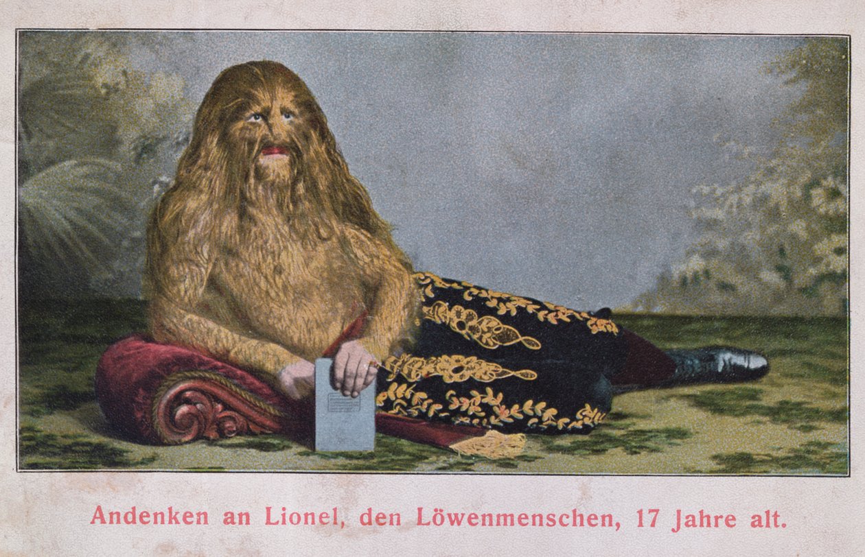Pohlednice zobrazující lvího chlapce Lionela ve věku 17 let, 1909 od German School