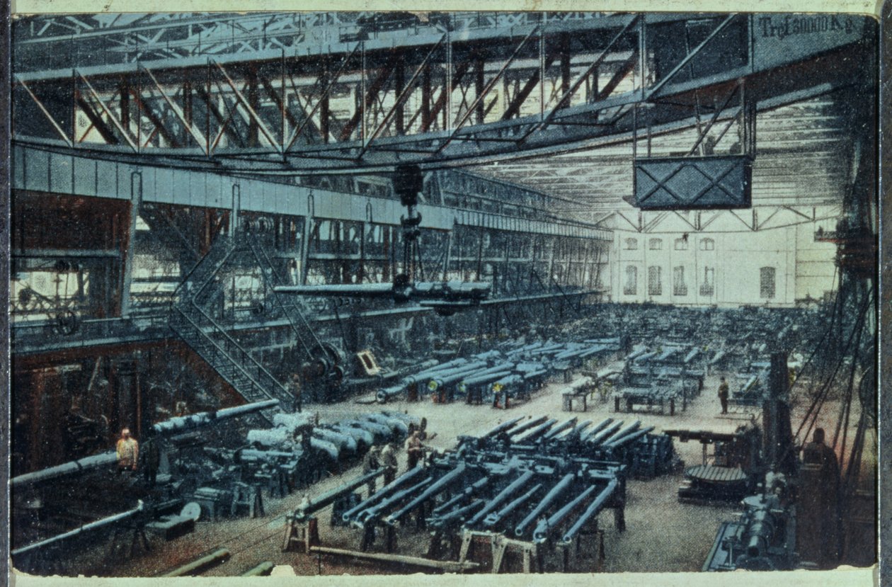 Pohlednice zobrazující továrnu Krupp v Essenu, kolem roku 1914 od German School
