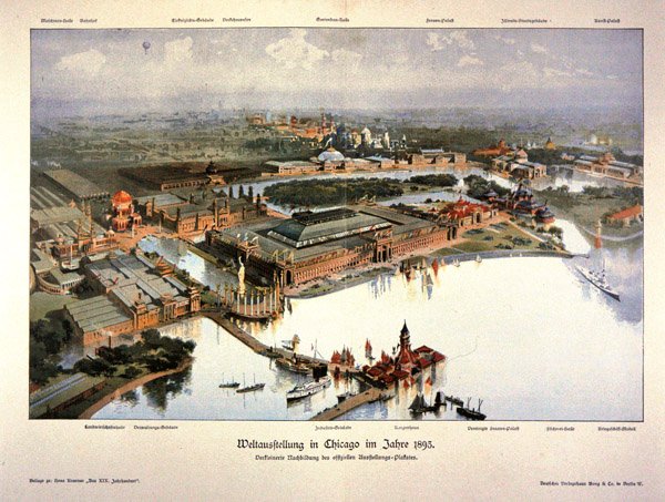 Plakát na světovou výstavu v Chicagu v roce 1893 (barevné lito) od German School