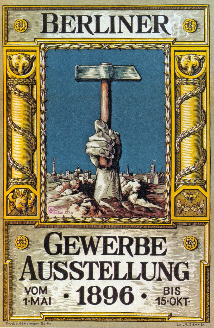 Plakát k průmyslové výstavě v Berlíně, Německo, 1896 od German School
