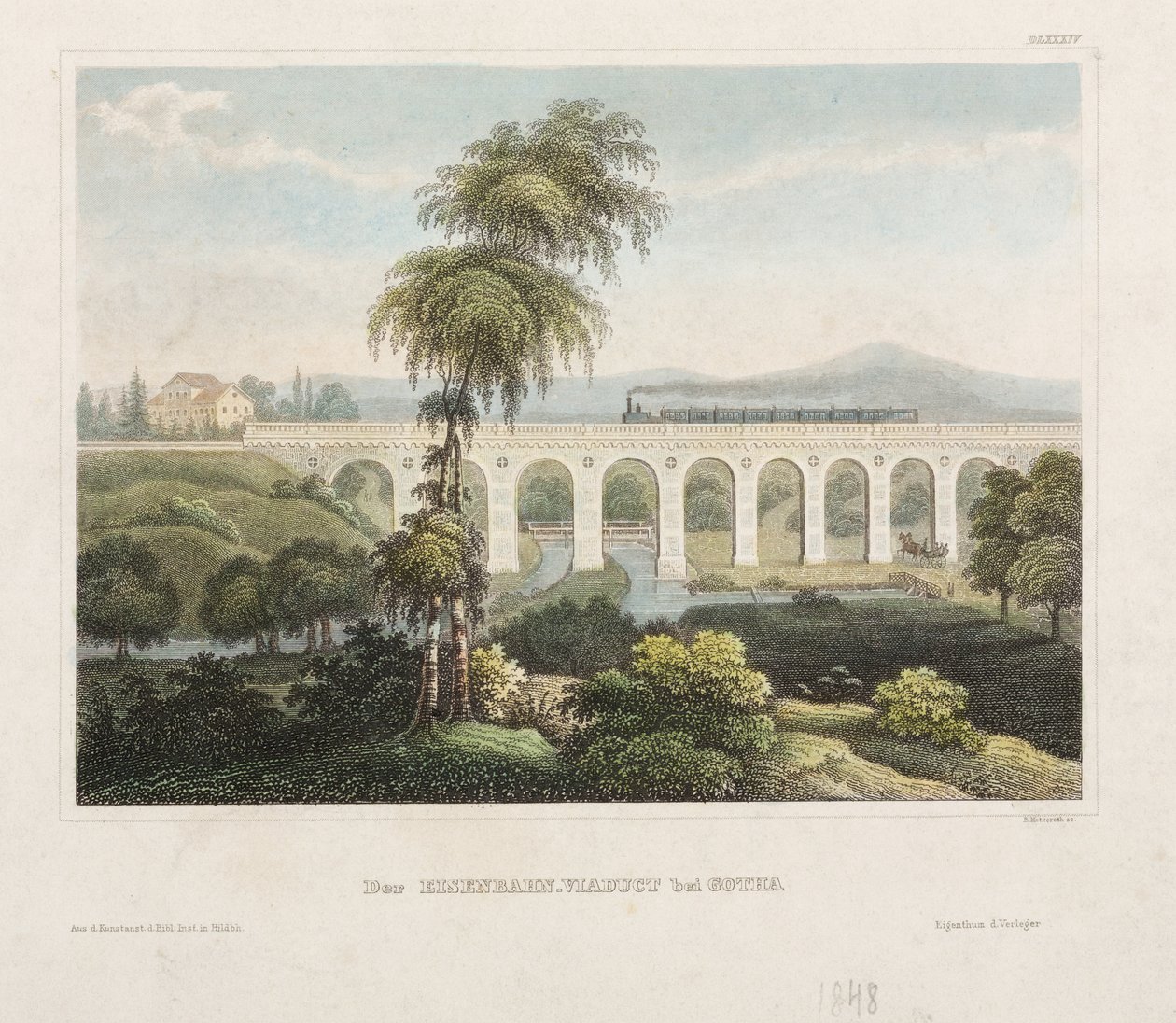 Železniční viadukt v Gotě, ryl B. Metzeroth, 1848 od German School