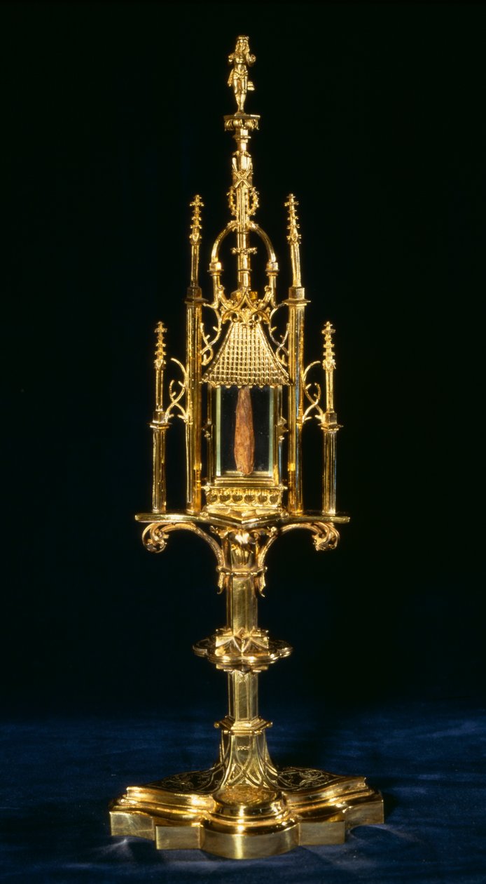 Relikviářová monstrance s kouskem kříže, Augsburg, kolem 1490 (zlato a dřevo) od German School