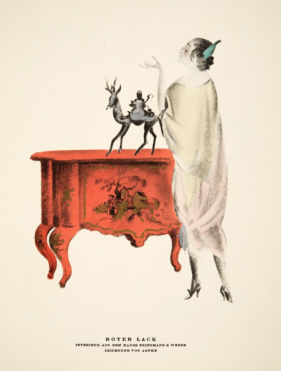 "Roter Lack", reklama na Friedmana a Webera, ze Stylu, pub.1922 (pochoir print) od German School