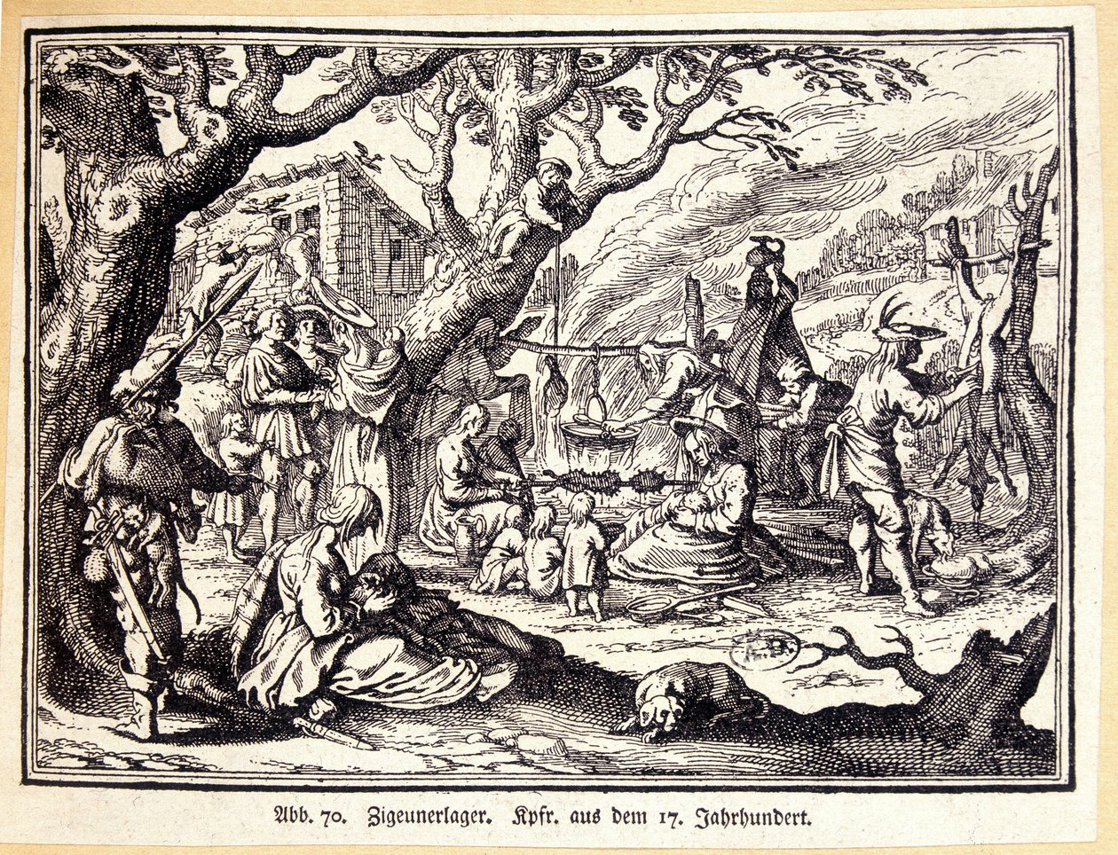 Venkovští lidé ve středověku. Německá rytina 18. století. Anonymní. Bibl. umění Deco Arts. od German School