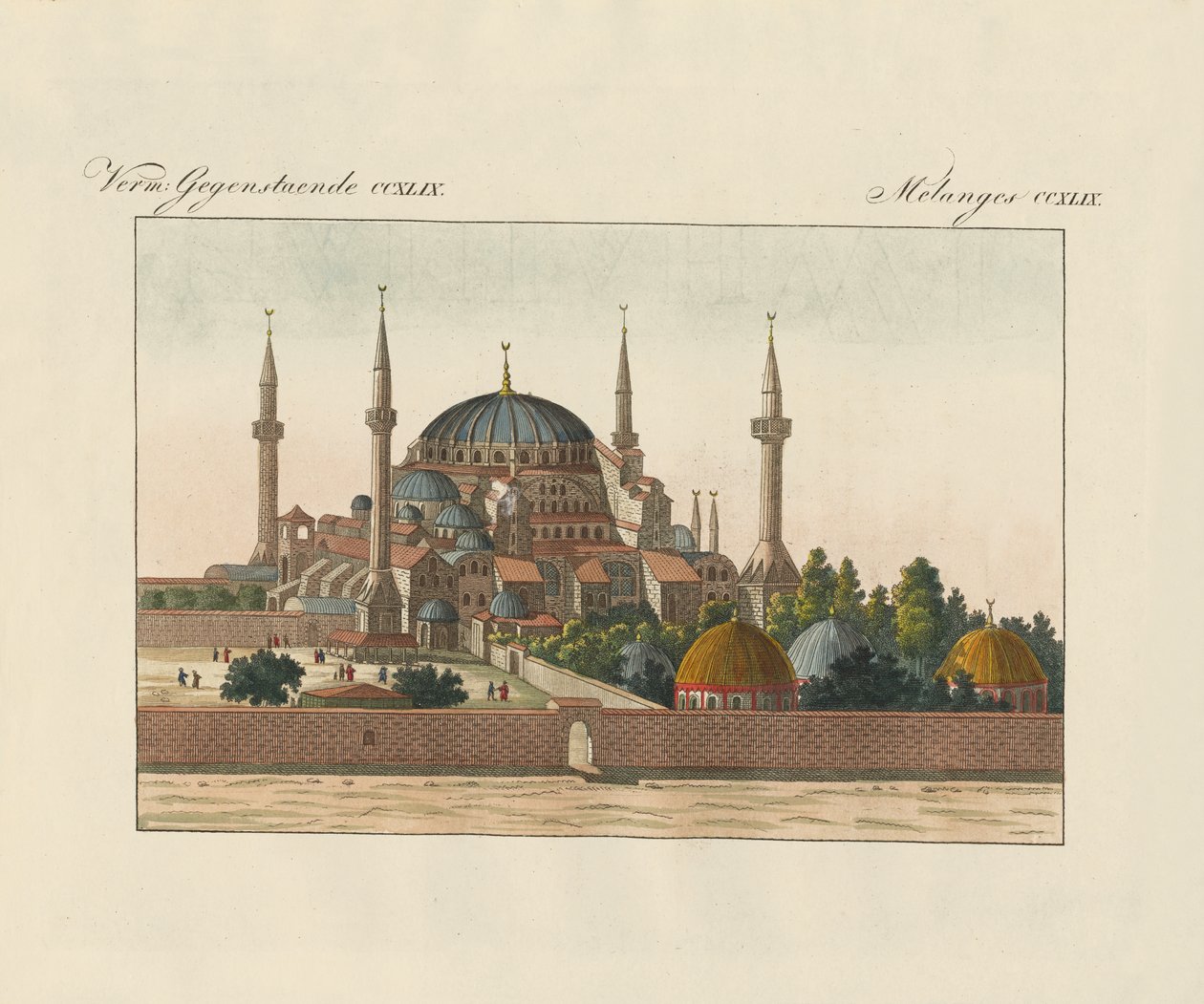 Katedrála Saint-Sophia v Konstantinopoli (barevná rytina) od German School