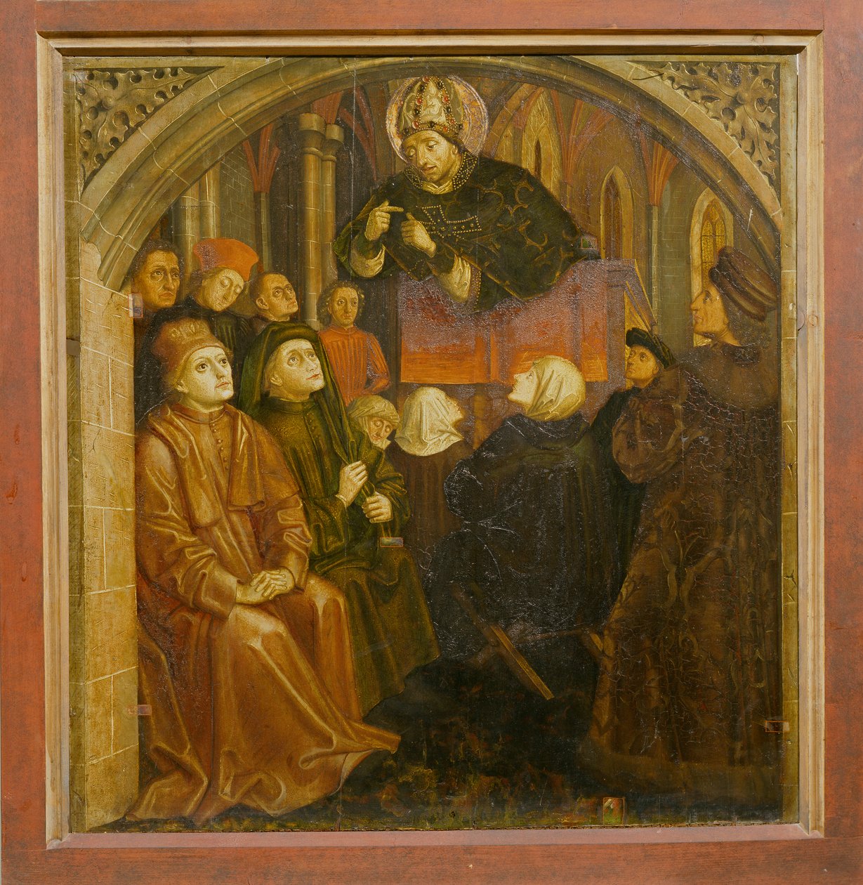 Svatý Ambrož káže v Miláně, z oltářního obrazu svatého Augustina, kolem roku 1480 od German School