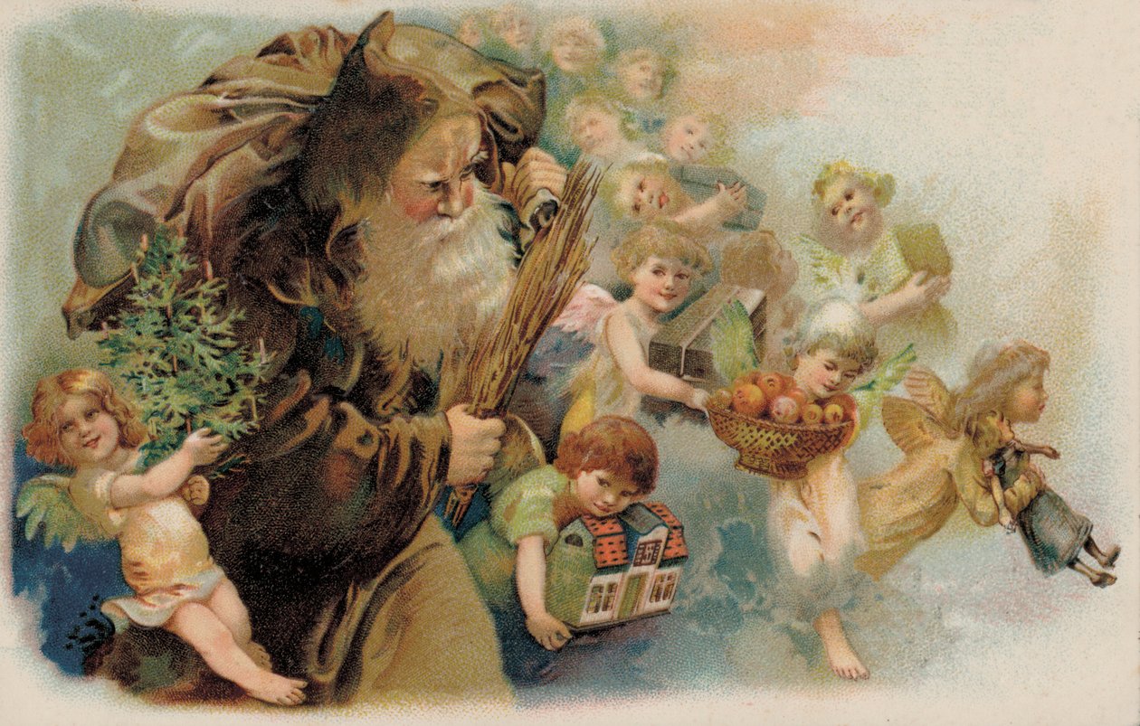 Santa Claus, Otec Vánoc (barevná litografie) od German School