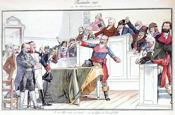 Satirický kreslený film zobrazující Dreyfusovu aféru jako revoluční proces od German School
