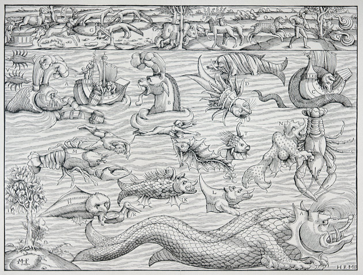 „Moře temnot“ z „Cosmographie Universalis“ Sebastiena Münstera od German School