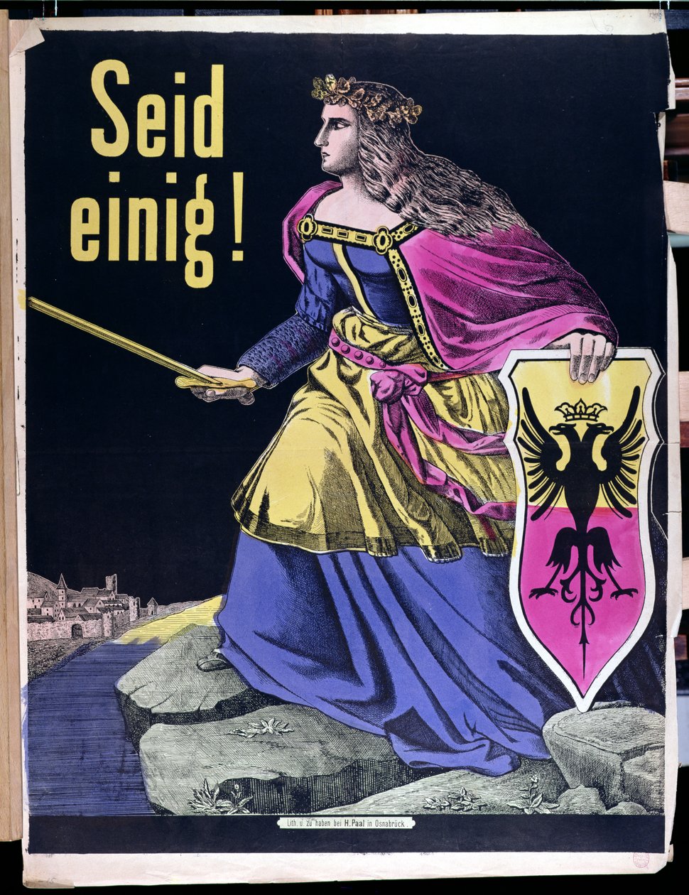 Seid Einig!, Německý vlastenecký plakát, c.1870 od German School