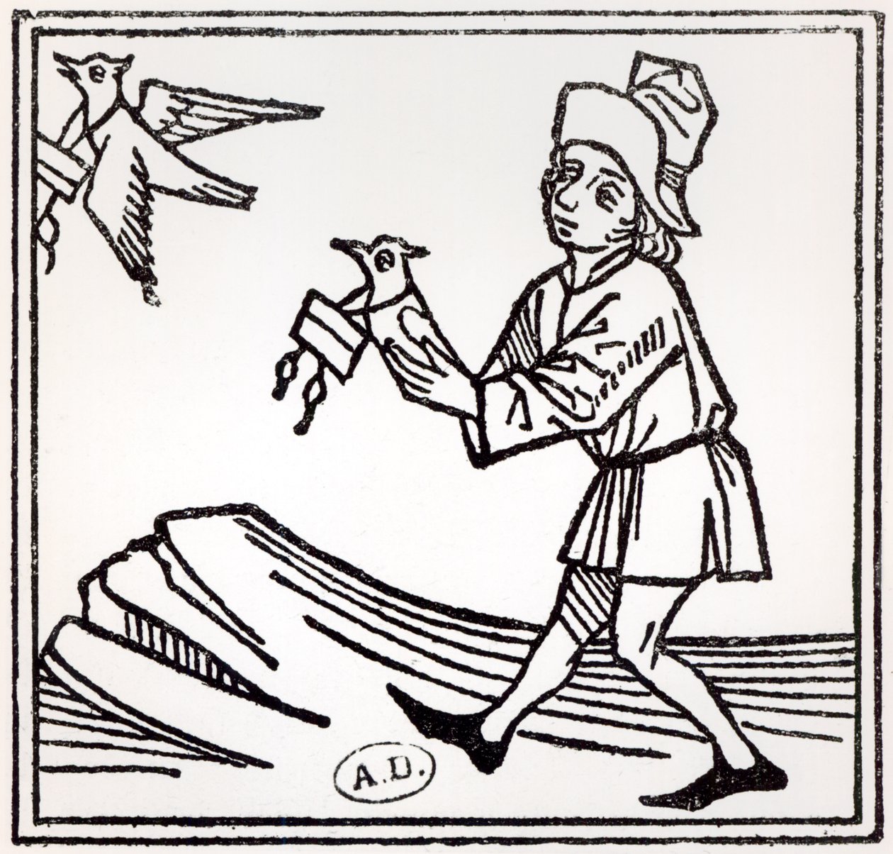 Odeslání dopisu holubí poštou, 1488 od German School