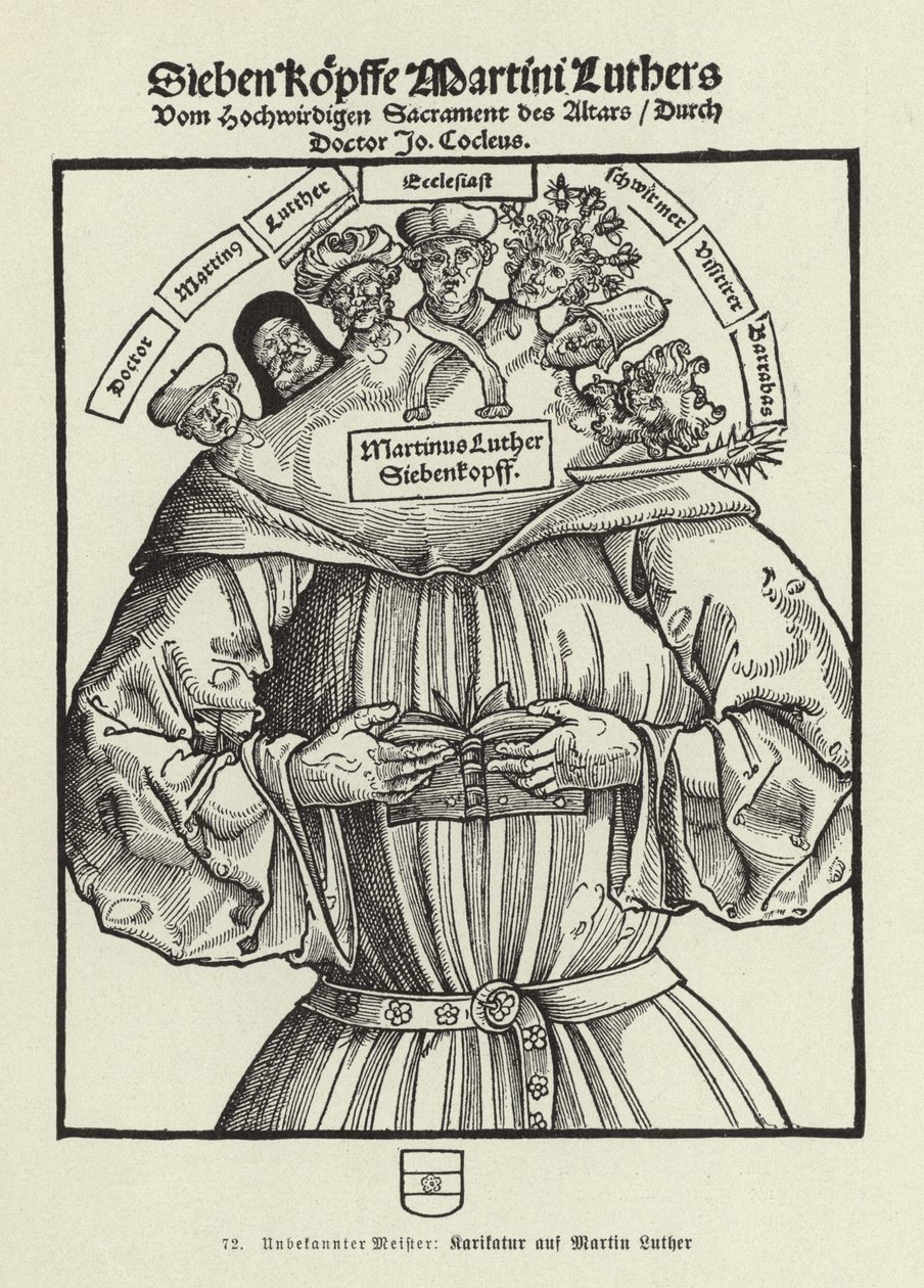 Sedm hlav Martina Luthera (litografie) od German School