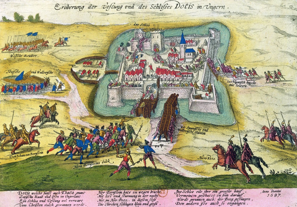 Obléhání hradu Tata v roce 1597 od German School