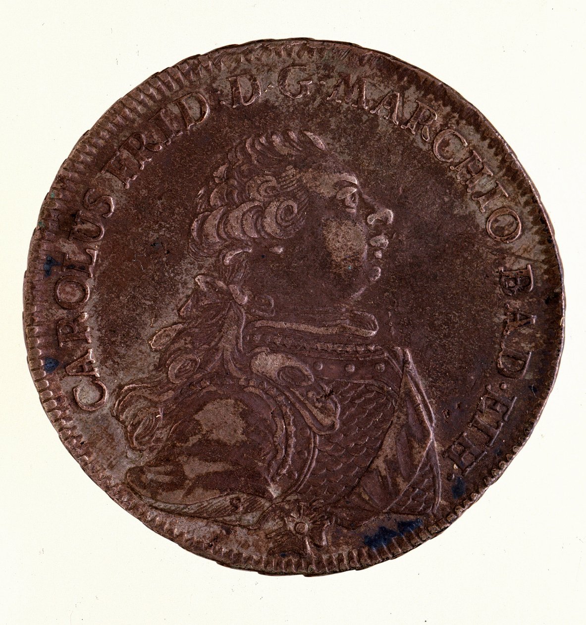 Stříbrný tolar (taler) Karla Fridricha, velkovévody Bádenského (1728-1811) (Karel I. Bádenský) 1766 Diam. 3,9 cm Neapol, museo archeologico od German School
