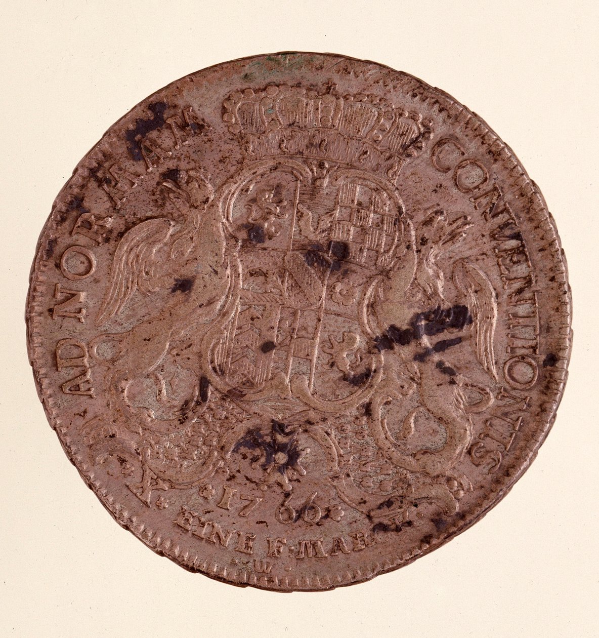 Stříbrný tolar (taler) Karla Fridricha, velkovévody Bádenského (1728-1811) (Karel I. Bádenský) 1766 Diam. 3,9 cm Neapol, museo archeologico od German School
