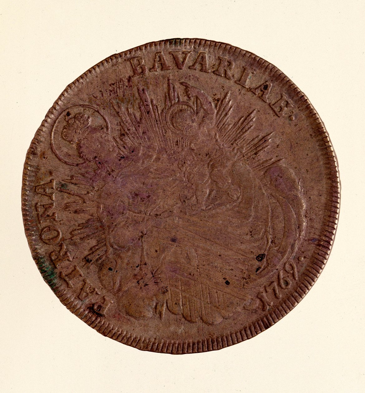 Stříbrný tolar Maxmiliána III. Josef Bavorský (1727-1777) 1769 Diam. 4,1 cm Neapol, archeologické muzeum od German School