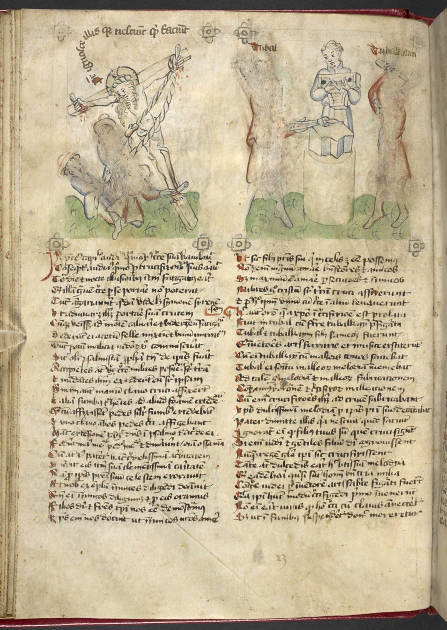 Sloane 361, f.25v Vzkříšení kříže; Jubal a Tubal-Cain, z 
