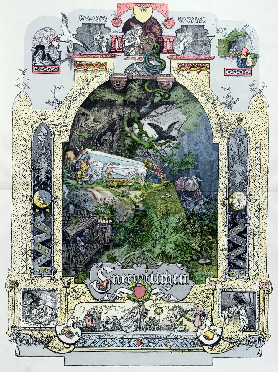 Sněhurka ve sklenici kávy, ilustrace z Munchener Bilderbogen, c.1880 od German School