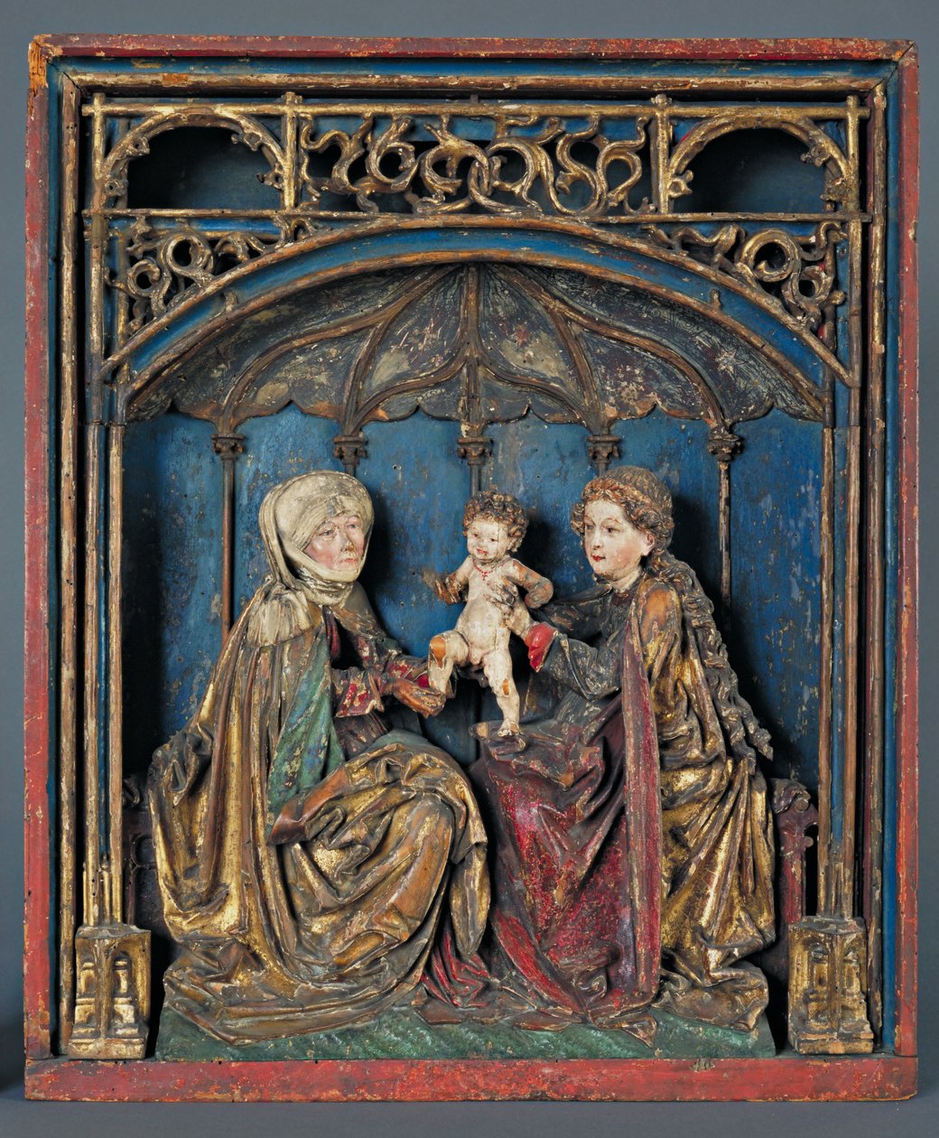 Svatá Anna, Marie a Ježíšek (Anna Selbdrift) Horní Rýn, kolem 1515 (polychromované dřevo a zlacení) od German School