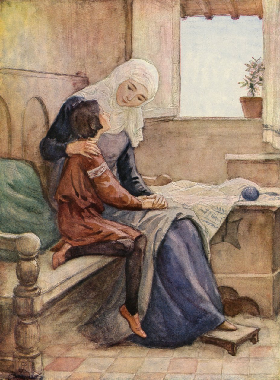Svatý František a jeho matka (barevná litografie) od German School