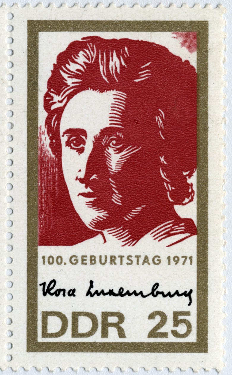 Razítko představující Rosu Luxembourg (nebo Lucembursko od German School