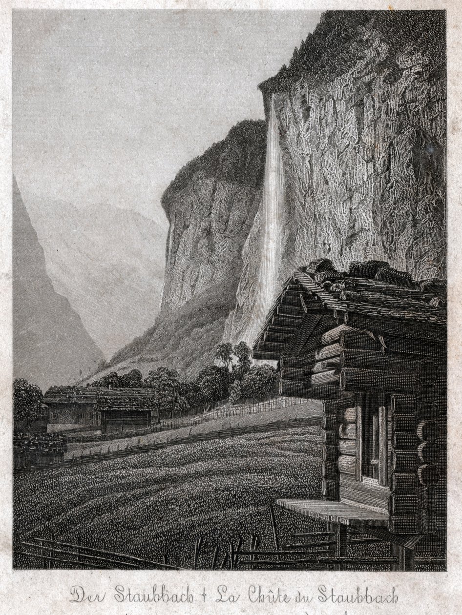 Vodopád Staubbach. (rytina, cca 1830) od German School