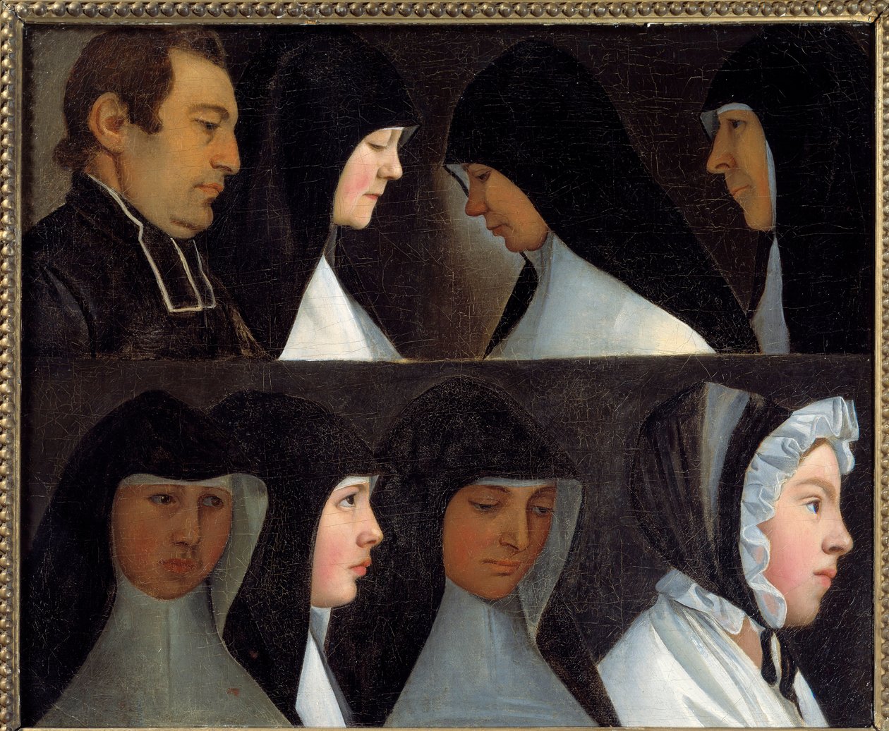 Studie postulantek a novic Řádu sv. Benediktinů (Řád benediktinů) Malba německé školy 19. století. Roanne, musee Joseph Dechelette - Studie náboženských postulantů a noviců Řádu svatého Benedikta (s t od German School