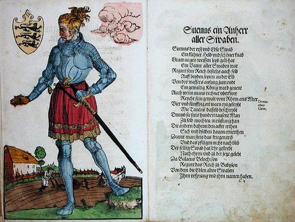 Suevus, první ze Švábů, z „Původu prvních dvanácti starých králů a knížat německého národa“ od German School