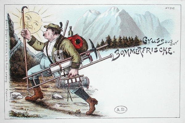 Letní prázdninová pohlednice, konec 19. nebo začátek 20. století (barevné lito) od German School