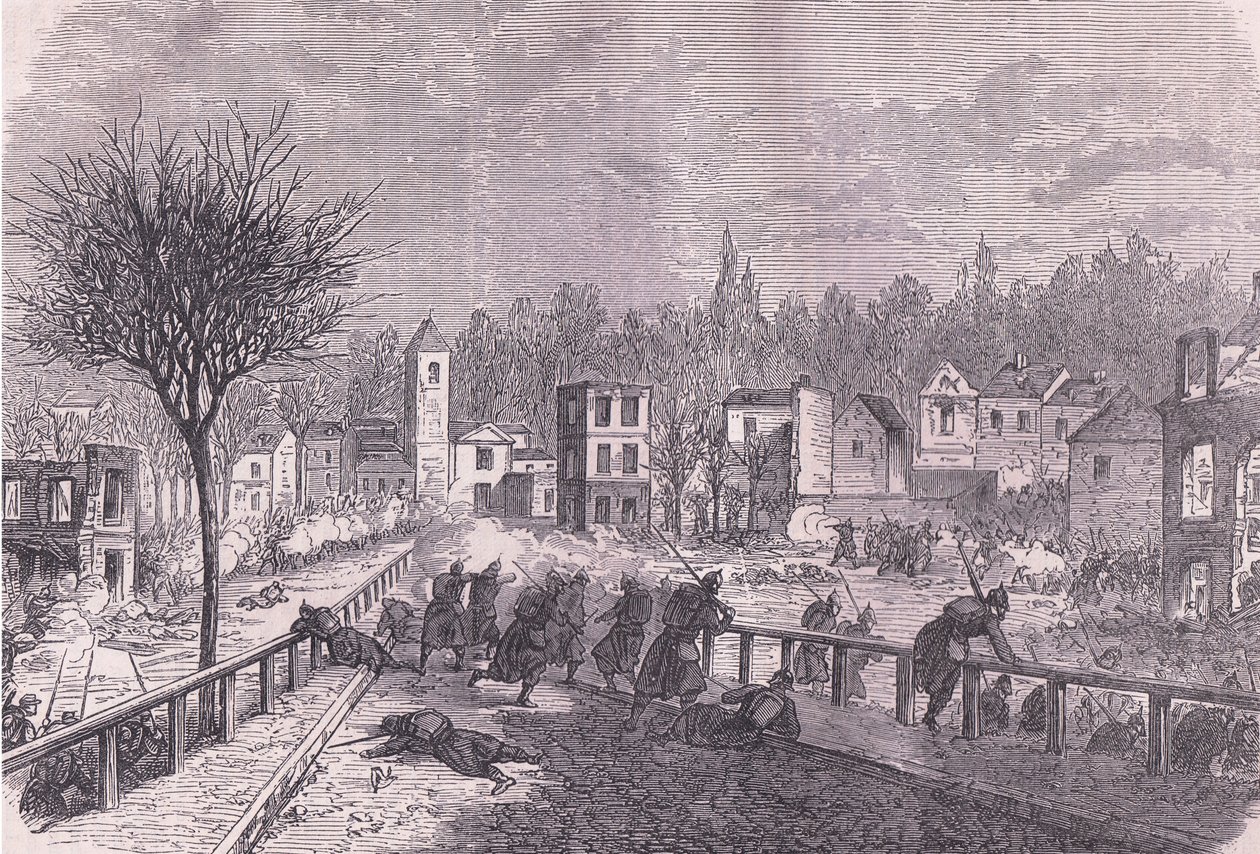Taking of Brie-sur-Marne, 30. listopadu, Cassells Historie války mezi Francií a Německem vydaná Cassell and Company Limited, kolem roku 1890 (litho) od German School