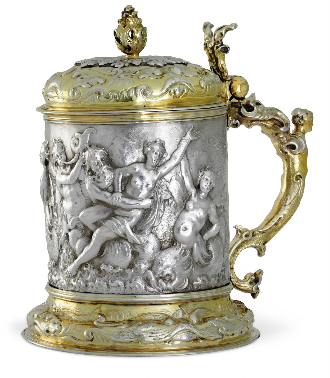 Tankard, pravděpodobně Hamburk, kolem 1660 (balíček pozlacené stříbro) od German School